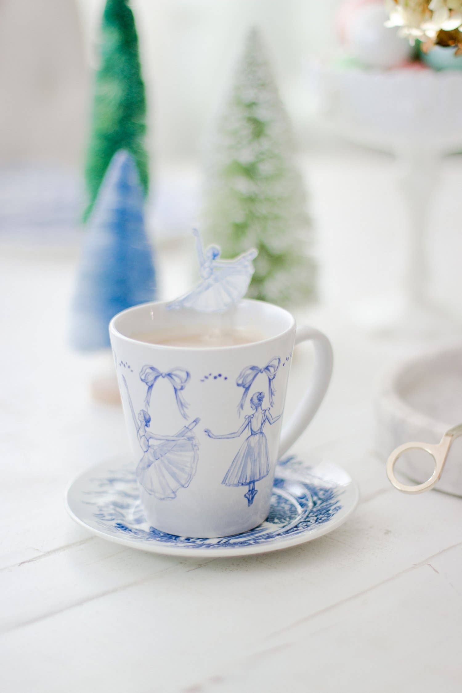 Simply Jessica Marie - Wholesale Coffee Mug - Blue and White Ballerinas Watercolor Latte Mug3