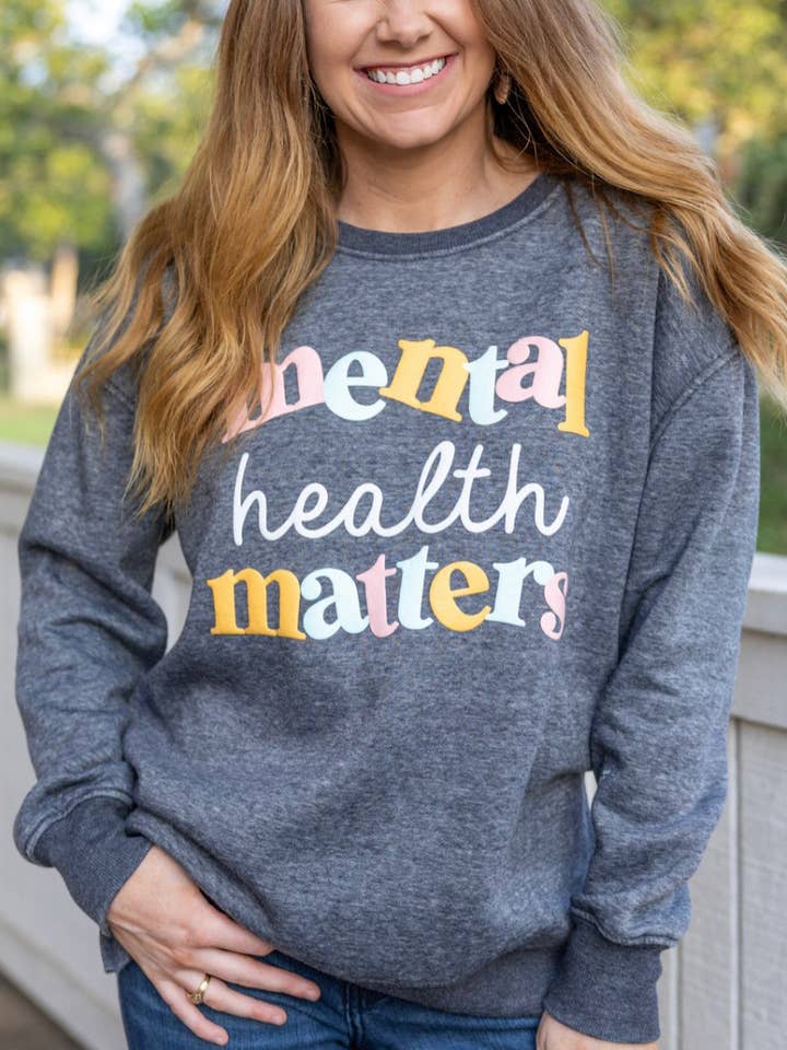 Mental Health Matters Puff Tink - Sweatshirt de carvão por atacado de Jadelynn Brooke