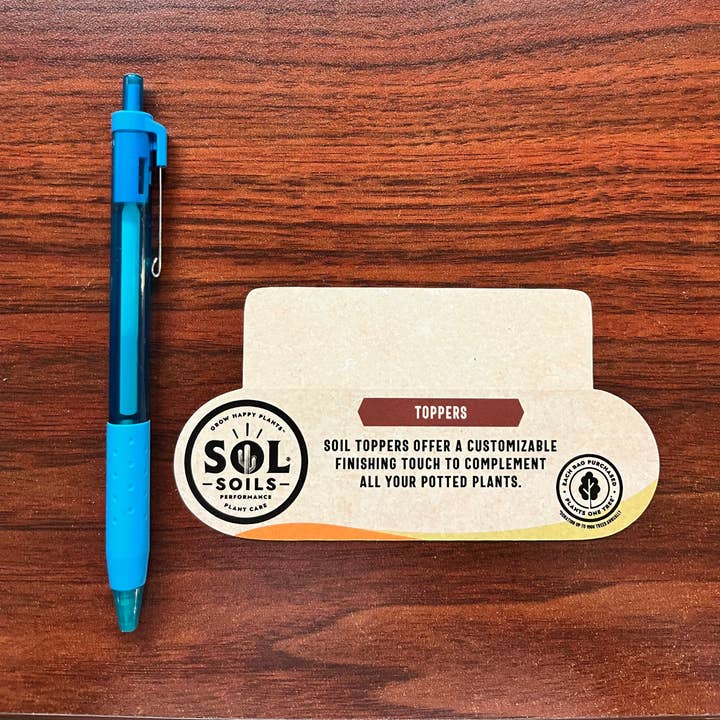Sol Soils - Wholesale Planting/Potting Soil - 2-Sided PoP Shelf Talker: Amendments and Toppers