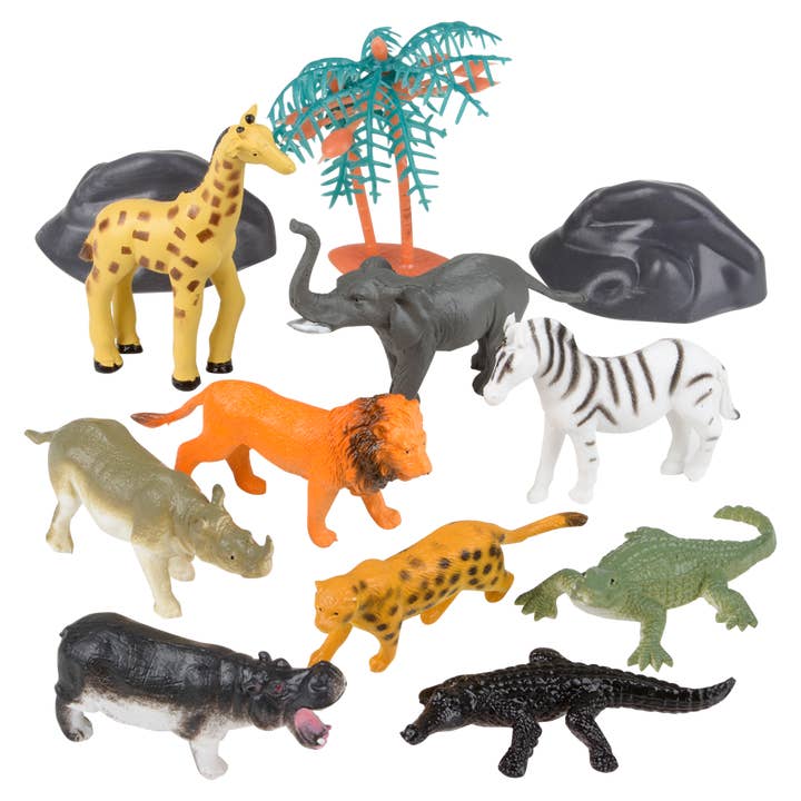 The Toy Network - Wholesale Toy Set - Kids - 12PC SAFARI MESH BAG PLAY SET