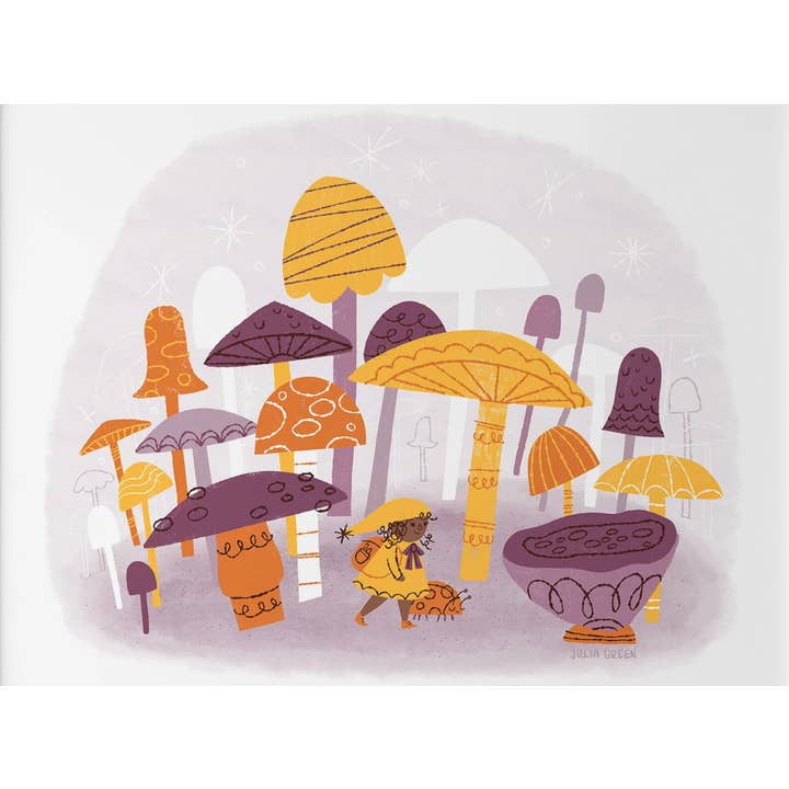 Art Print – 8x10 & 11x14 – Mushroom Explorer for wholesale by Julia Green Illustration