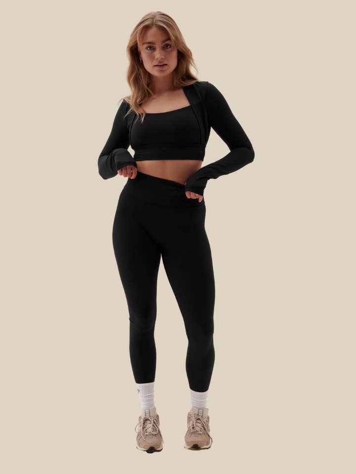 Sisterly Tribe - Wholesale Athletic Top - Women's - Softsculpt Bolero Long Sleeve Top - Black