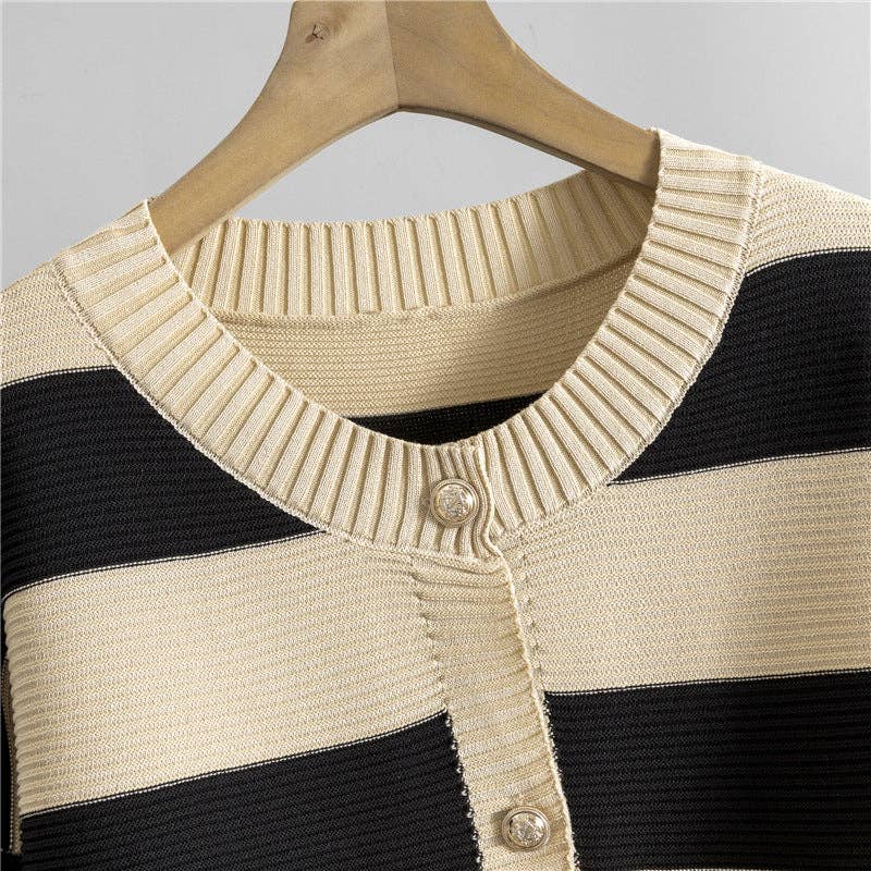 Classic Black Chic Korean TwoPiece Knit Set Cardigan  Top for wholesale on Faire2