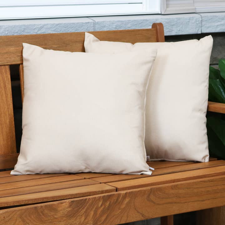 Outdoor Square Decorative Throw Pillow - Beige - Set of 2 for wholesale by Sunnydaze Decor