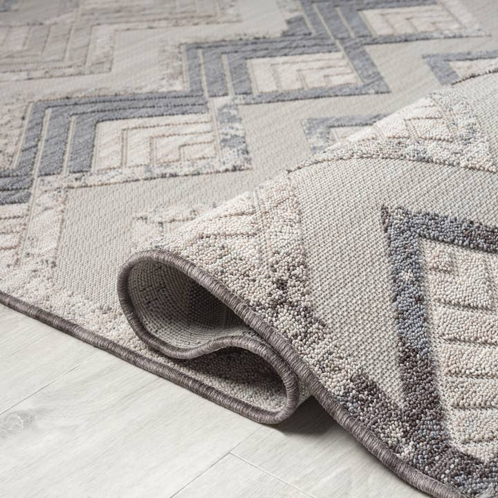 Light Blue Ivory Eastgate Chevron PET Yarn Indoor/Outdoor Area Rug for wholesale on Faire5