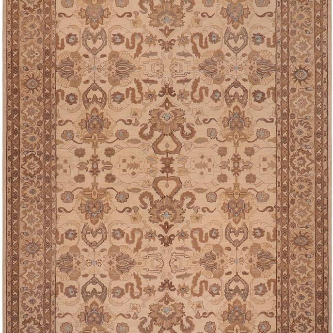 Tapis en laine Shabby Chic Ziegler Celsa ivoire/brun clair - 9'11'' x 14'1'' pour la vente par Arshs Fine Rugs