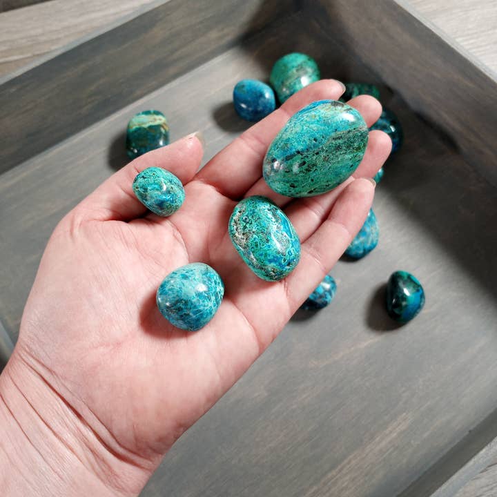 Keystone Crystals - Wholesale Spiritual Stone/Crystal - Chrysocolla Tumbled Stone - 1 lb Bulk Lot Premium Wholesale