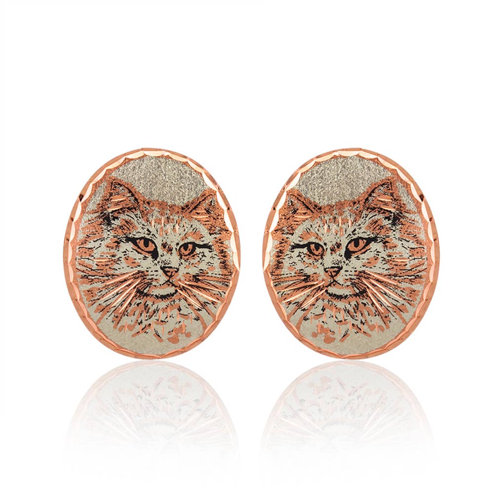 COPPER ARTS INC. - Wholesale Stud/Post Earrings - SL 26 Handmade Cat Stud Earrings