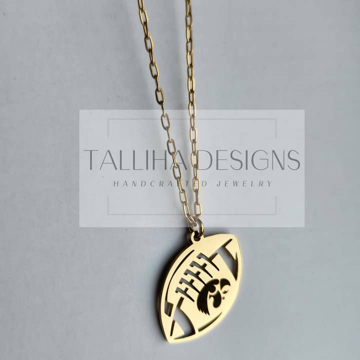 Talliha Designs - Wholesale Pendant/Charm Necklace - University of Iowa Hawkeye Stainless Steel Engraved Necklace