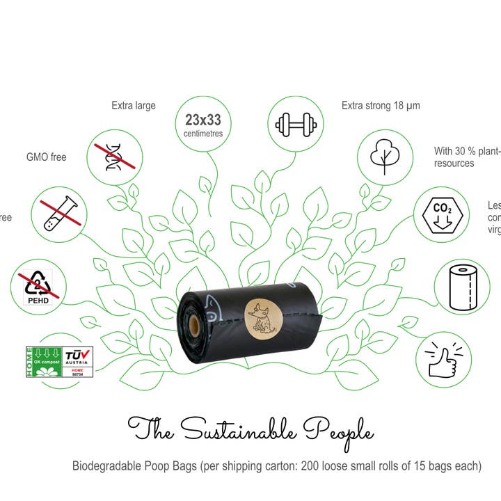 The Sustainable People - Wholesale Pet Poop Bag - Biodegradable Dog Poop Bags (200 loose rolls)