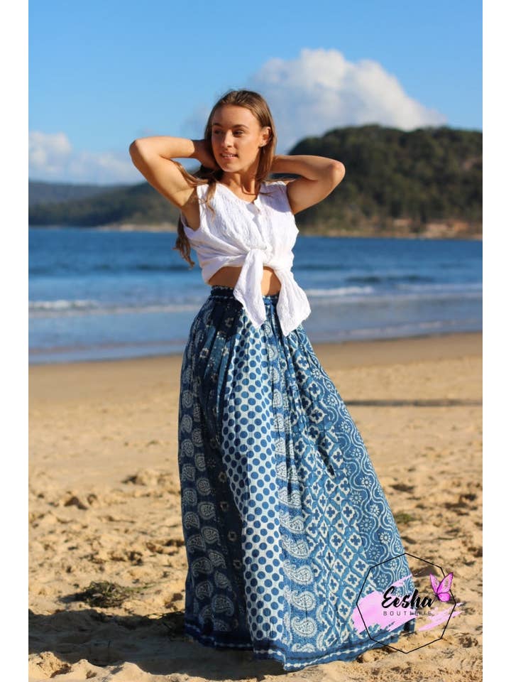 EeshaBoutique Australia - Wholesale Skirt – Women’s - Gypsy Style Indian Cotton Hand Block Printed Skirt