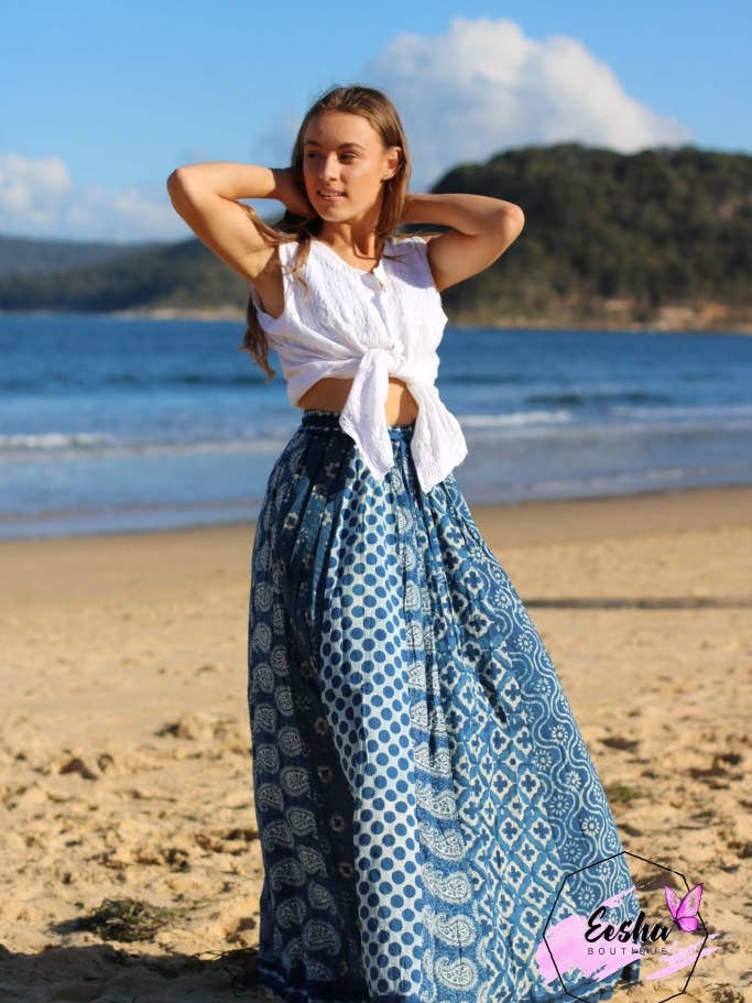 Gypsy Style Indian Cotton Hand Block Printed Skirt for wholesale by EeshaBoutique Australia