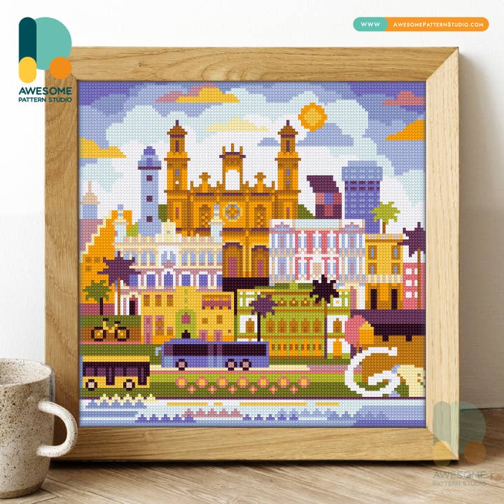 DS1800-120x120 Las Palmas de Gran, Diamond Painting Kit for wholesale by Awesome Pattern Studio