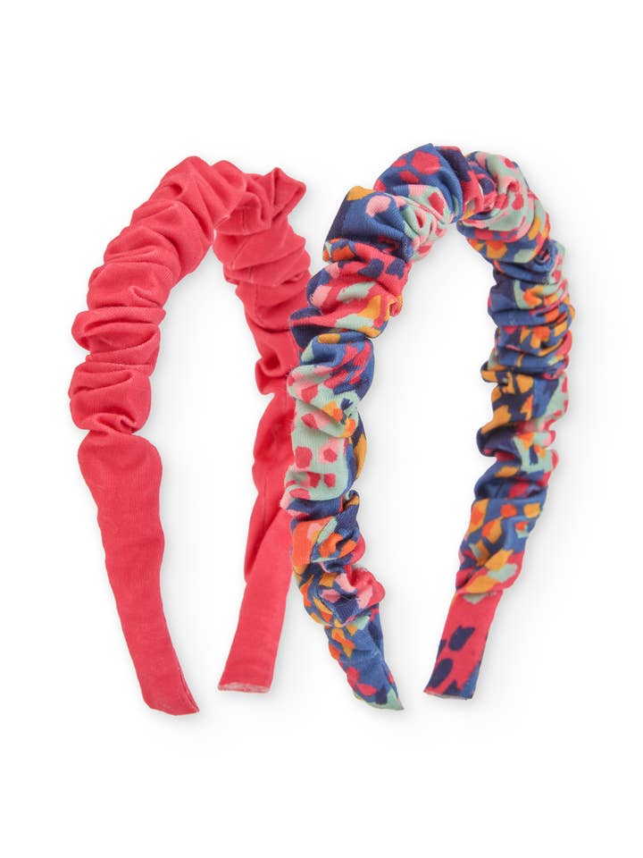 Girl's headband set in solid red and multicolor print for wholesale by tuc tuc