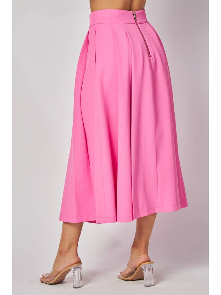 B I G H I T Fashion – Engroshandel Nederdel - Dame – Solid A-Line Midi Nederdel HS2689-PINK
