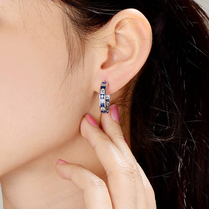 Genevive - Vente Créoles - Superbes créoles en argent sterling avec zircone cubique9