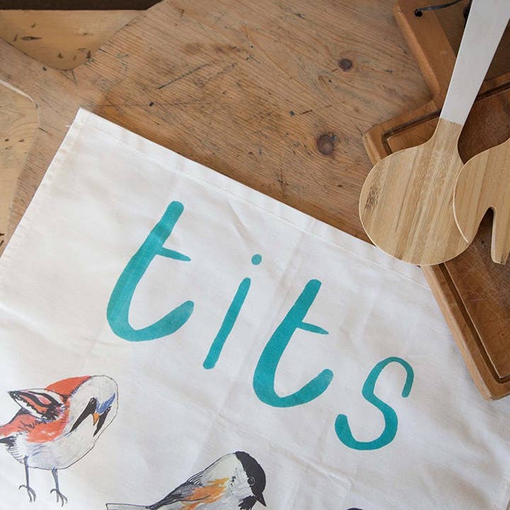 Sarah Edmonds Illustration - Wholesale Tea Towel - Tits Bird Cotton Tea Towel
