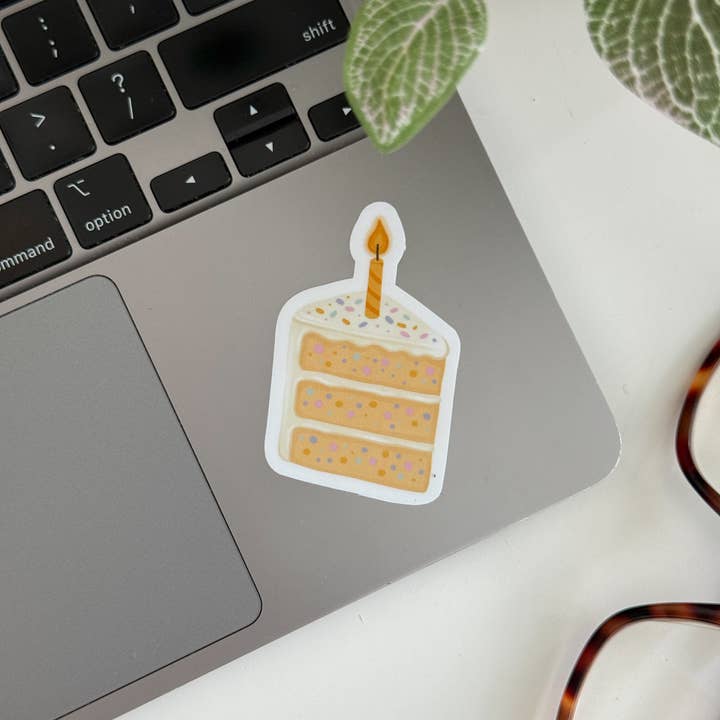 Simple Whimsy - Wholesale Sticker - Confetti Slice of Cake - Celebrate Sprinkles Vinyl Sticker1