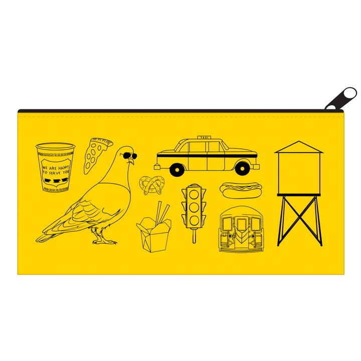 NYC Pouch - All The Things Canvas Pouch for wholesale by Quick Brown Fox Letterpress