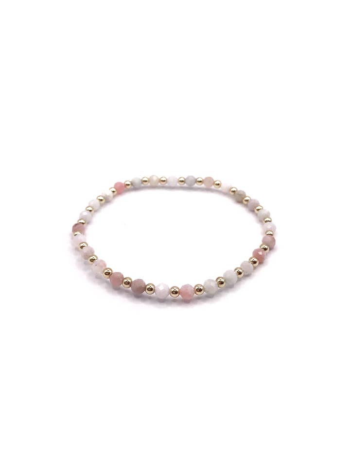 Elley Handmade Stackable Gemstone Bracelet in Pink Opal for wholesale by Kaylie Dawn Jewelry
