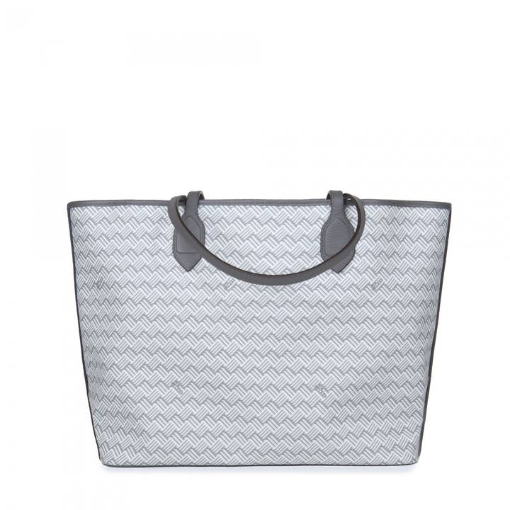 Delage - Wholesale Tote Bag - Women's - Lulu MM White Canvas & Grey Leather1