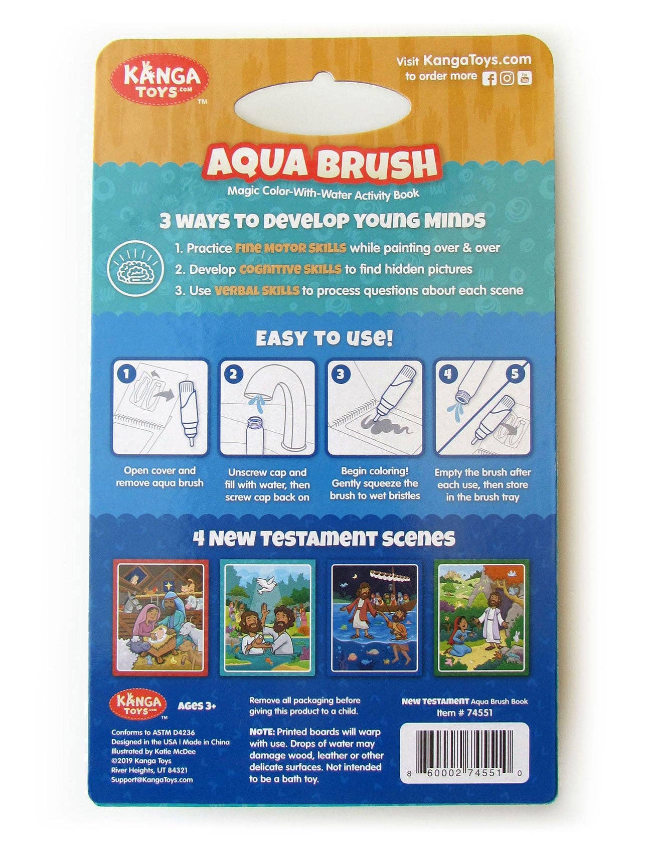 KangaToys - Wholesale Coloring & Activity Book - Kids & Baby - New Testament Aqua Brush Activity Book, Reusable Travel Activity7