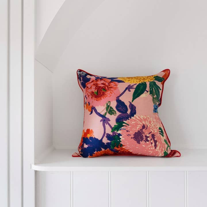 Linen Connections - Wholesale Throw Pillow Cover - Mexican Painter Cushion Cover - Hot Pink Anthro Floral