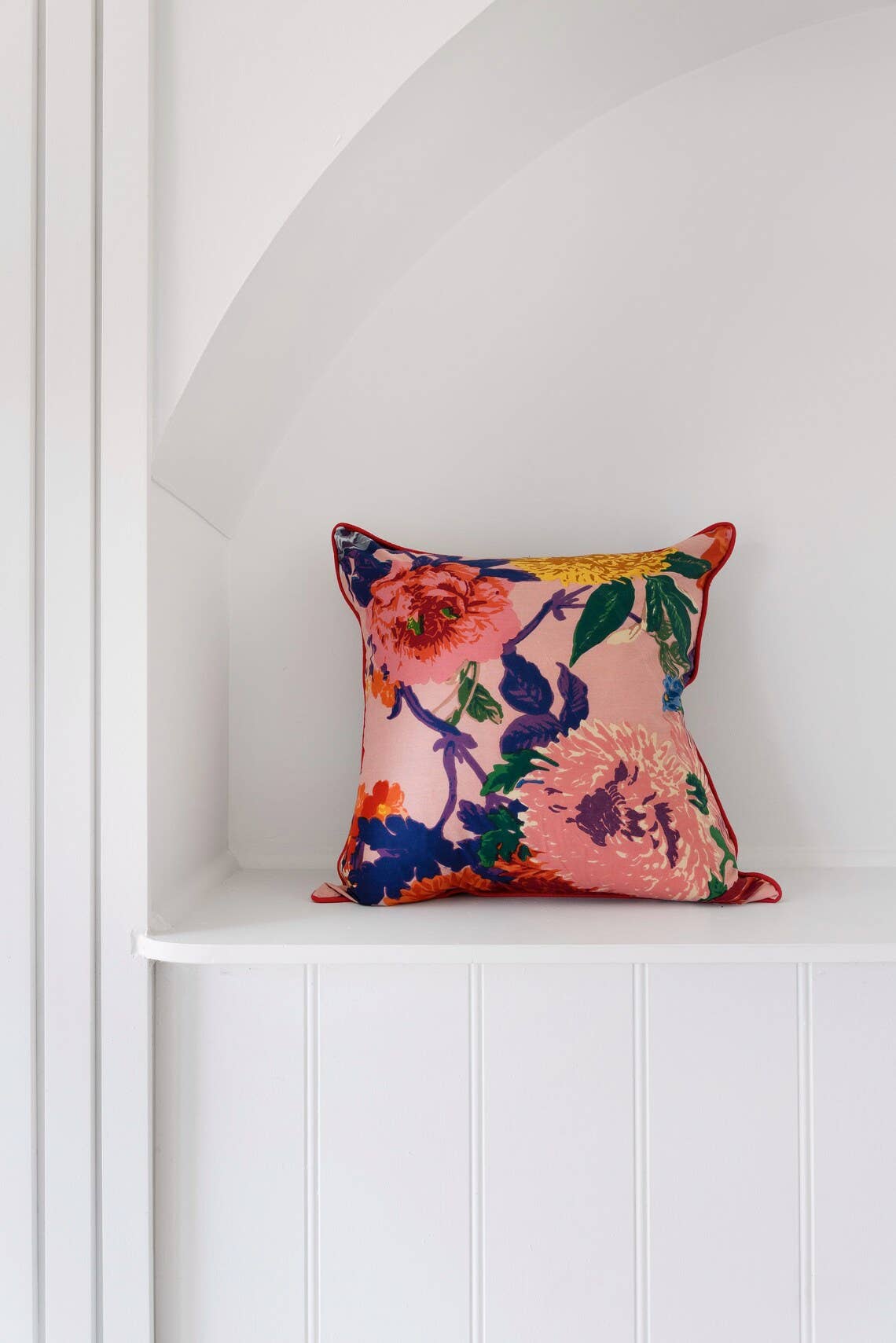 Linen Connections - Wholesale Sierkussensloop - Kussenhoes voor Mexicaanse schilders - felroze antracietkleurige bloemen