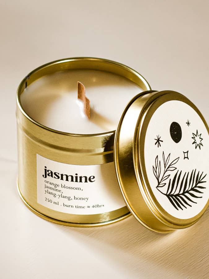 Jasmine large scented candle with wood wick, 250 ml for wholesale by LIMA Cosmetics