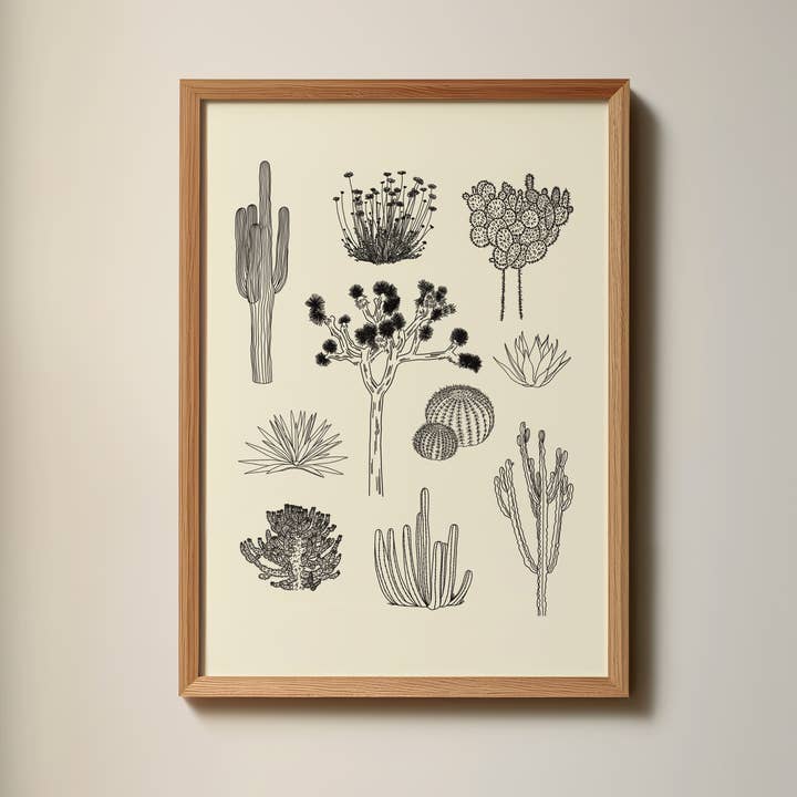 Stampa d'Arte Minimalista di Cactus del Deserto per la vendita all'ingrosso da parte di Artbaby & Co.