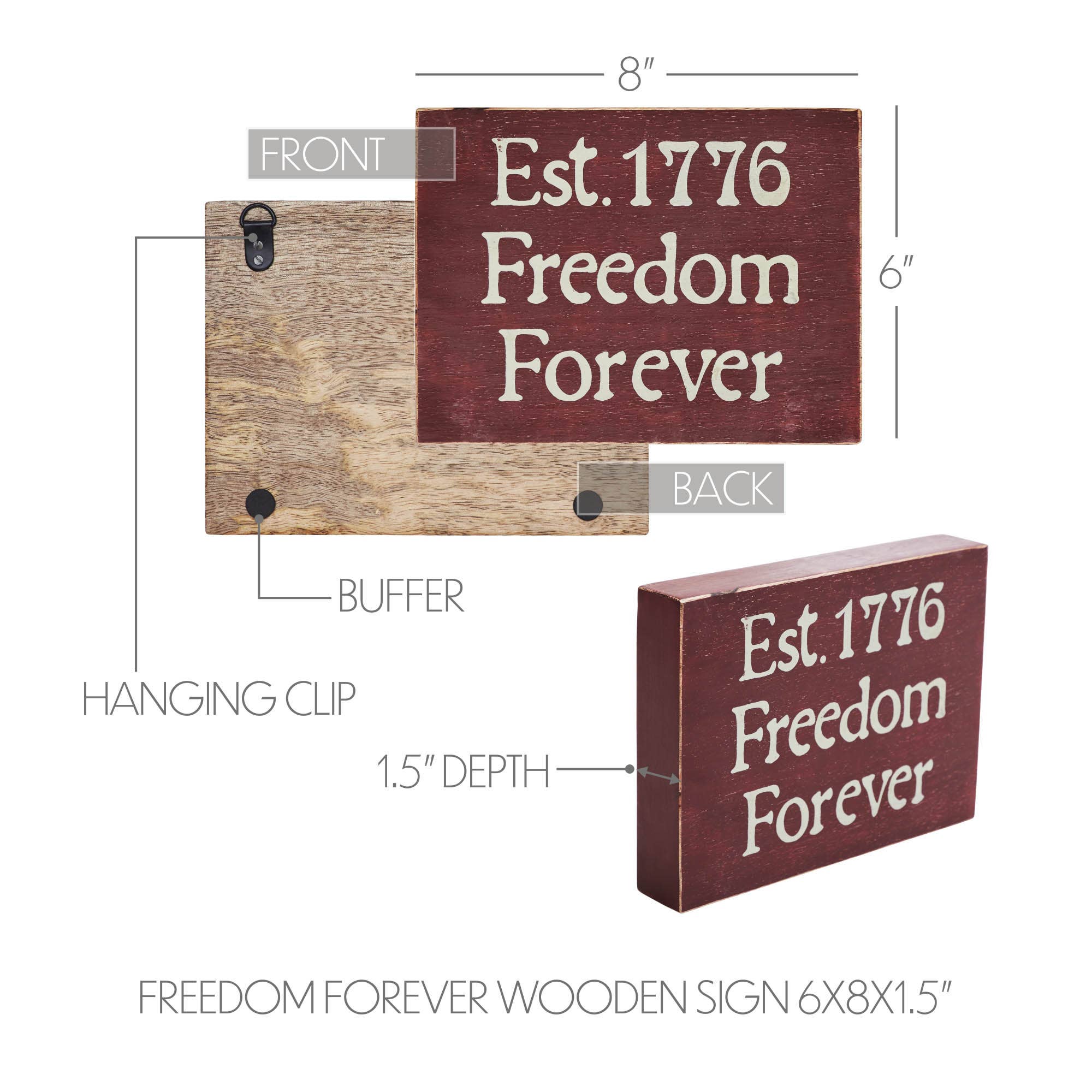 VHC Brands - Wholesale Sign - Freedom Forever Wooden Sign 6x8x1.54
