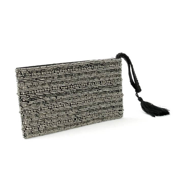 Stijlvolle zilveren clutch met kralen voor wholesale door Bazar Bizar Living