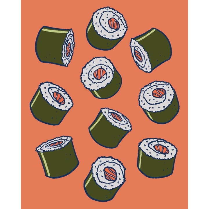 Impression artistique Sushi Rolls 8 x 10 pour la vente par Carabara Designs