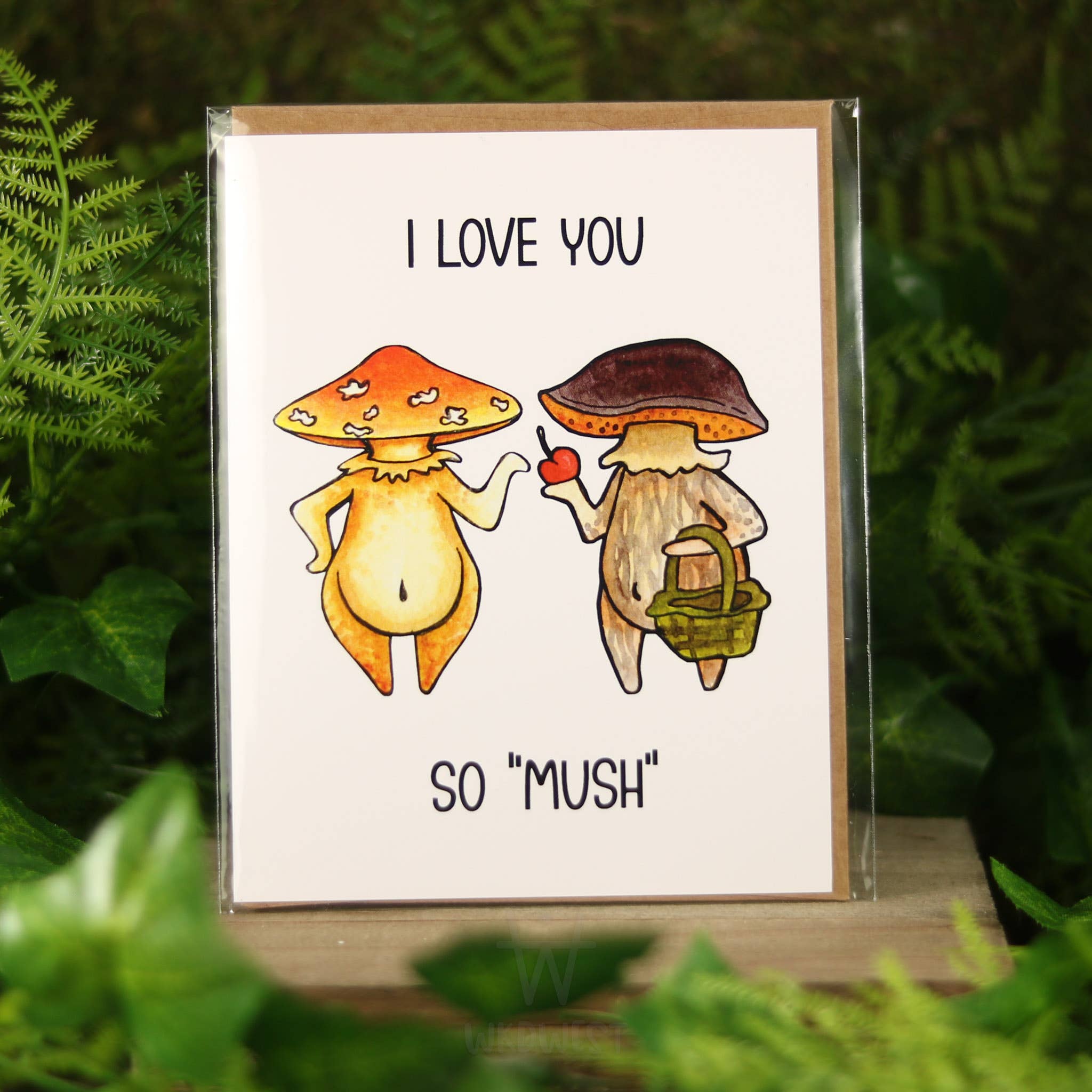 Funguise Friends by WkdWest - Wholesale Love Card - "I love you so MUSH" - Funguise™ Greeting Card w/ sticker3