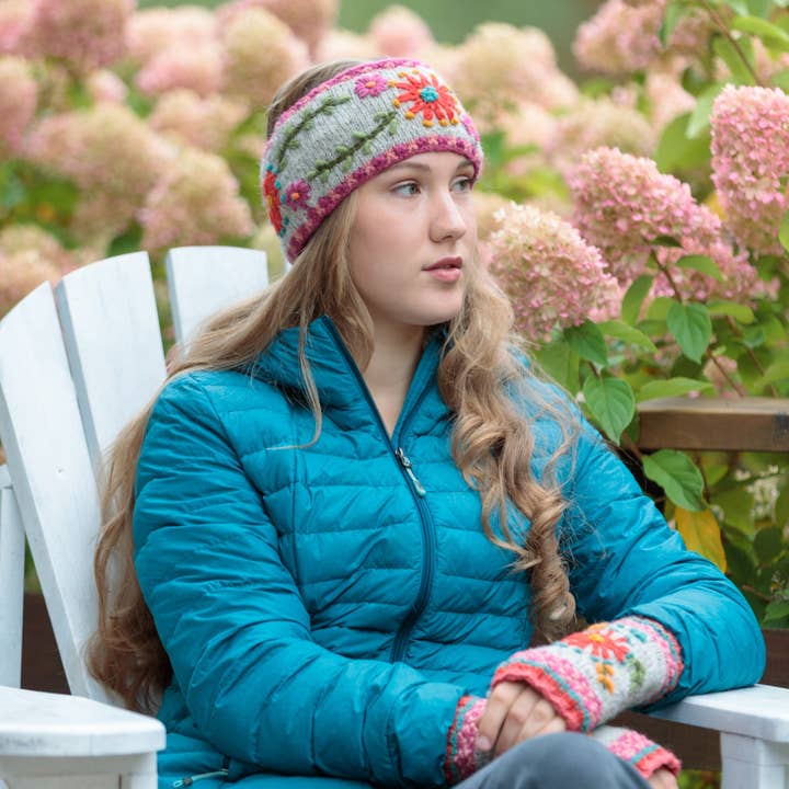 Lost Horizons Knitwear - Wholesale Fashion Headband - Women's - Abigail Headband – Embroidered Wool Ear Warmer1
