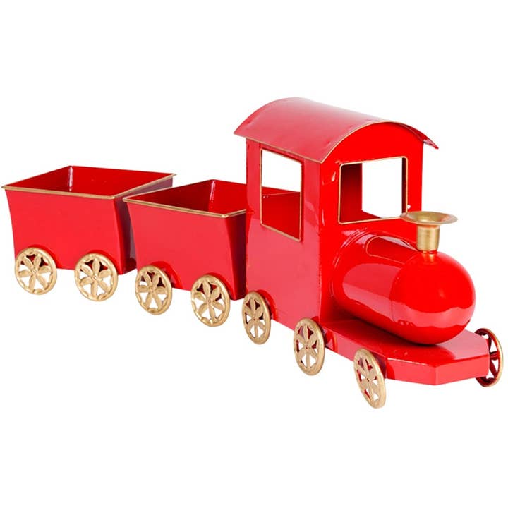 Deco tåg, röd/guld, metall, 69x16x25cm för wholesale av Dekoratief