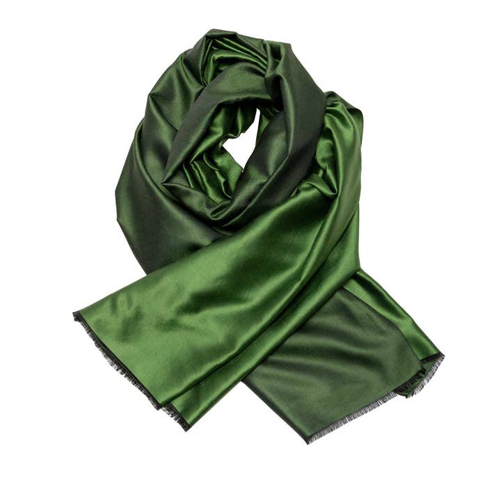 Lenço de Seda Brilhante Azeitona por atacado de Shirin Sehan