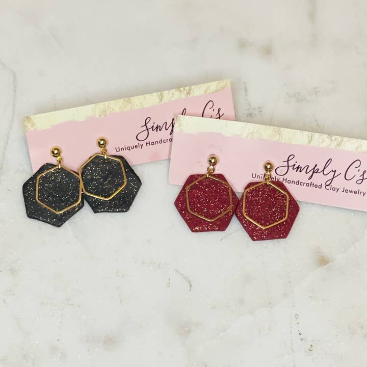 Glitter Hexy - Polymer Clay Earrings for wholesale by Simply C's
