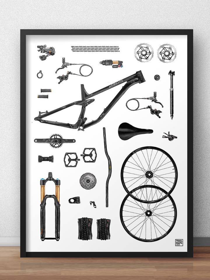Impression artistique The Build Mountain Bike pour la vente par Trailmaps.com