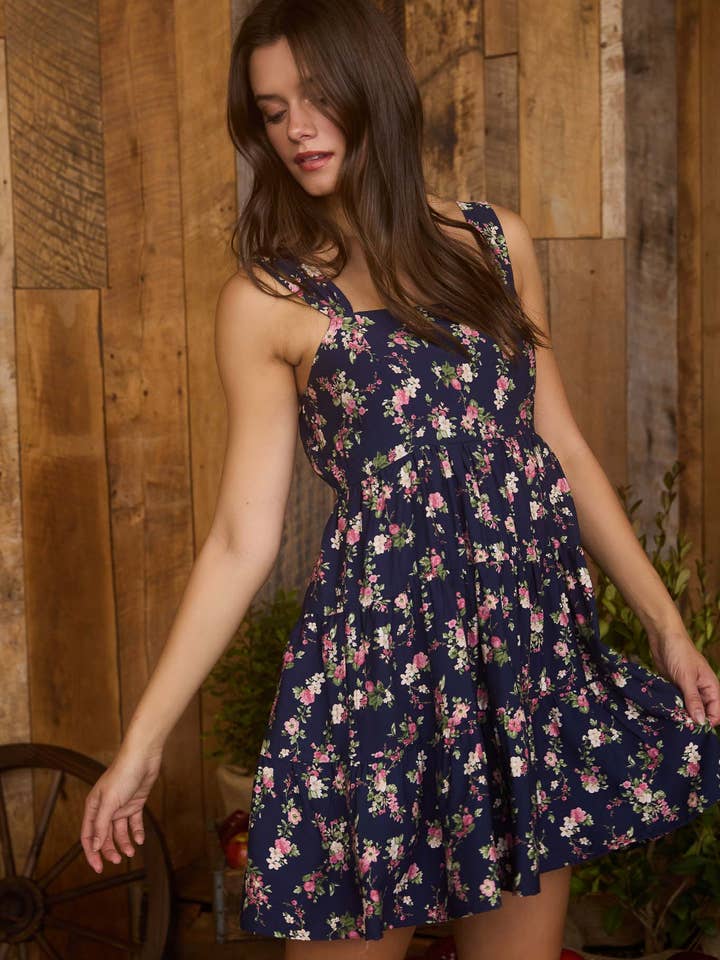 Blu Pepper – wholesale Dress – Women's – FLORAL SLEEVELESS TIERED MINI DRESS8