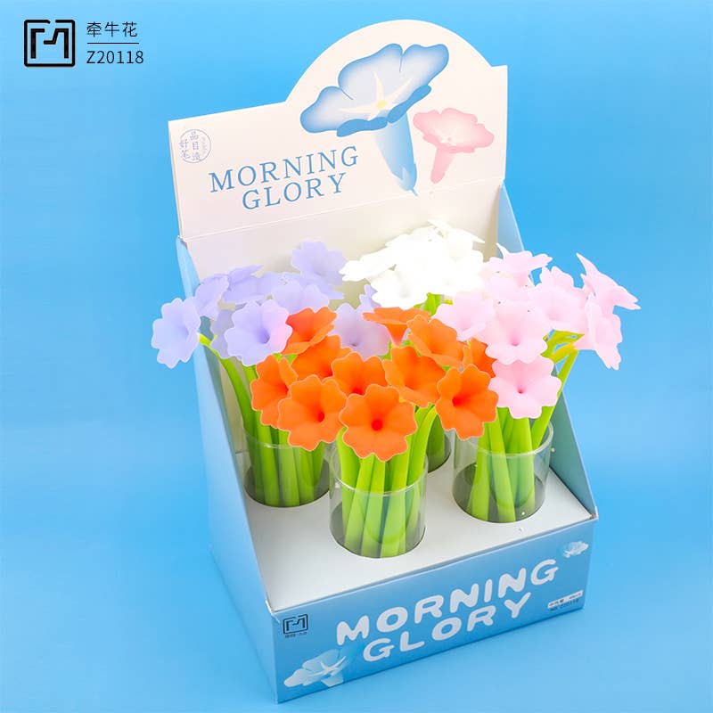 BCmini - Wholesale Pen - 22715 Morning Glory Flower Wiggle Pad Gel Pen-481
