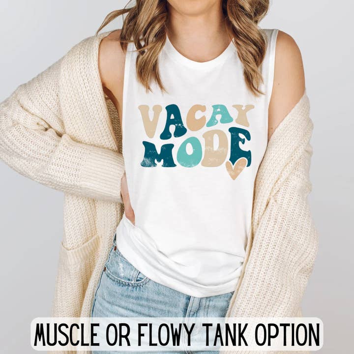 Débardeur graphique Muscle Flowy Color Vacay Mode Summer Muscle Flowy Color pour la vente par FAMS design