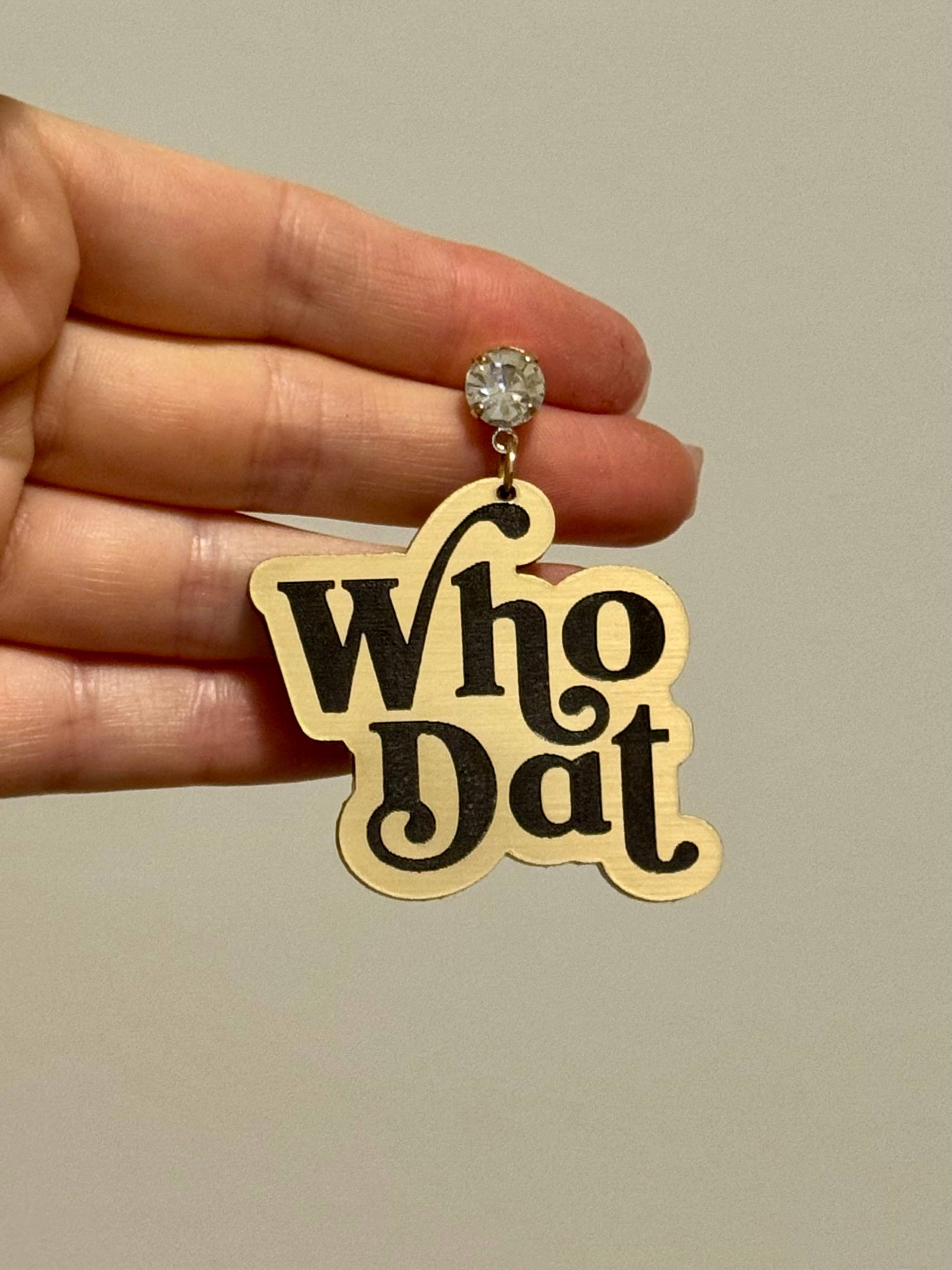 Louie Love - Wholesale Dangle Earrings - Black & Gold Saints Nola Football Gameday Acrylic Earrings0