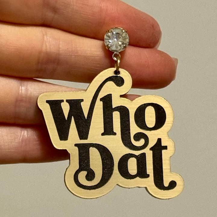 Louie Love - Wholesale Dangle Earrings - Black & Gold Saints Nola Football Gameday Acrylic Earrings0