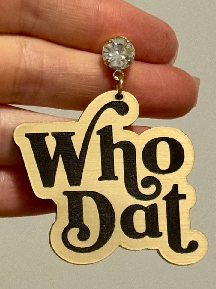 Black & Gold Saints Nola Football Gameday Acrylic Earrings for wholesale by Louie Love