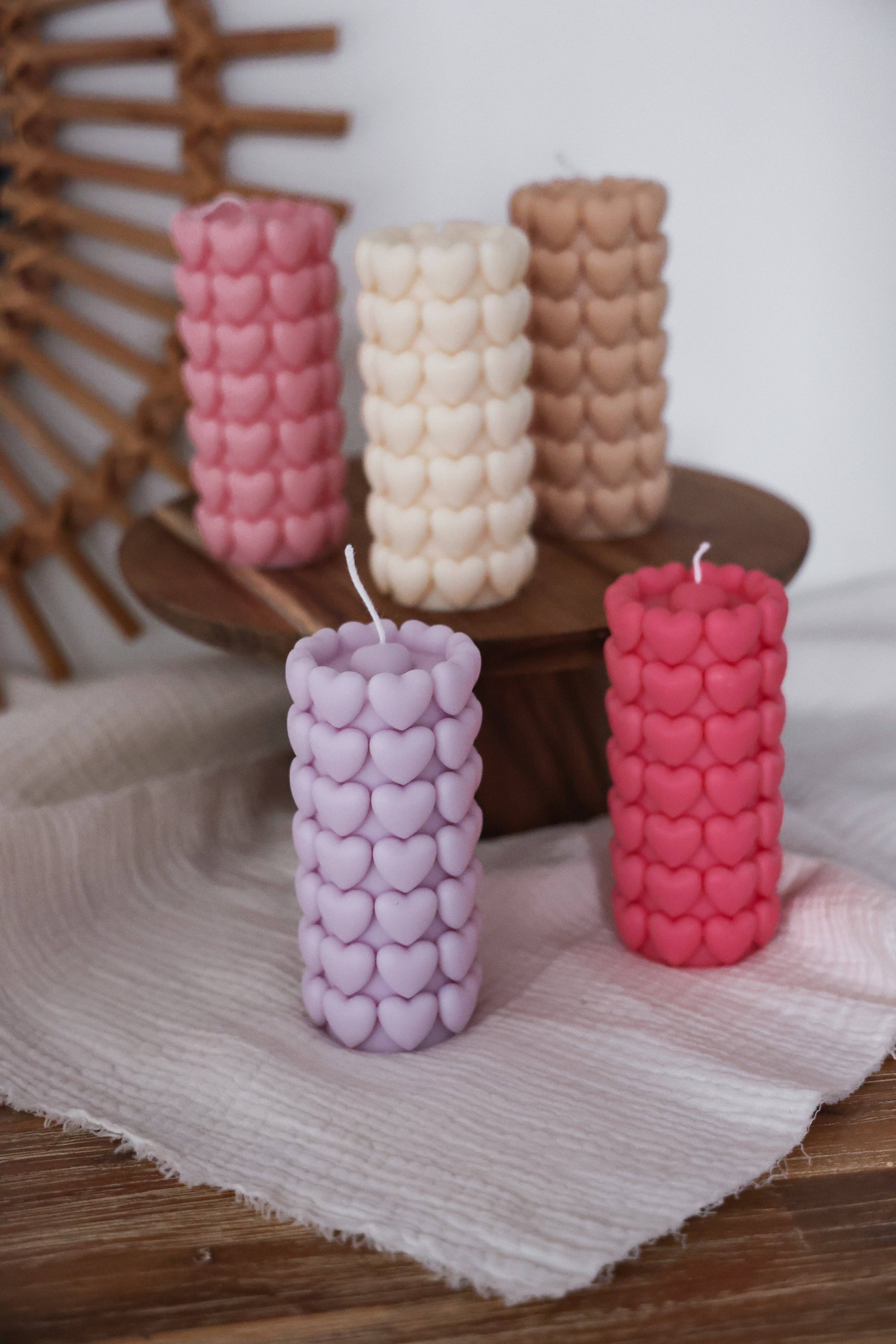 Niki Candle - Wholesale Pillar Candle - Heart Bubble Column1