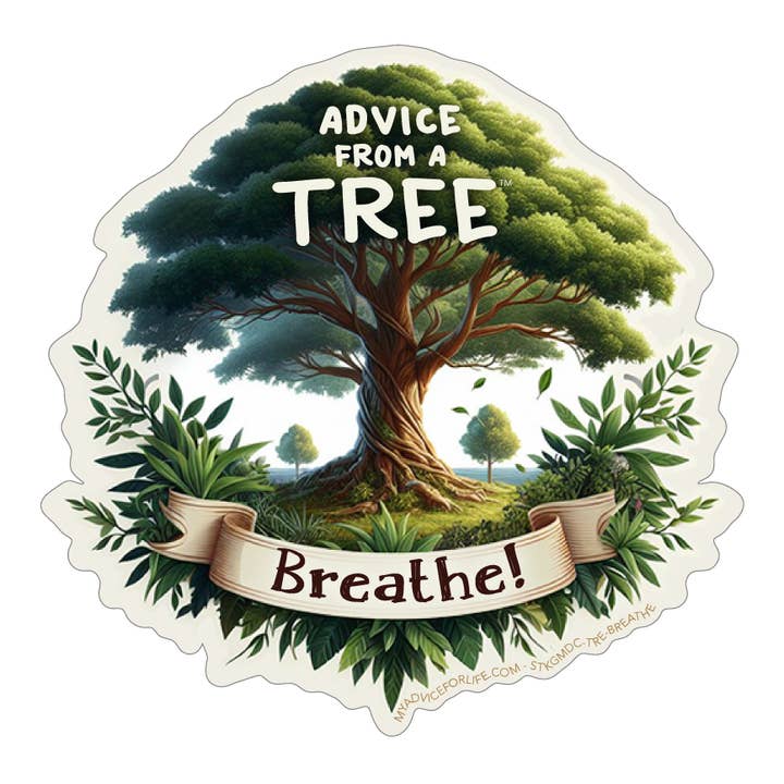 Conseil d'un arbre - Respire - Autocollant mini découpé pour la vente par Advice for Life by Your True Nature
