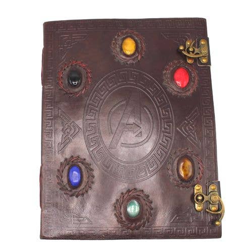 Leather Journal with Infinity 6 stones 25x33 cm for wholesale by Green Tree
