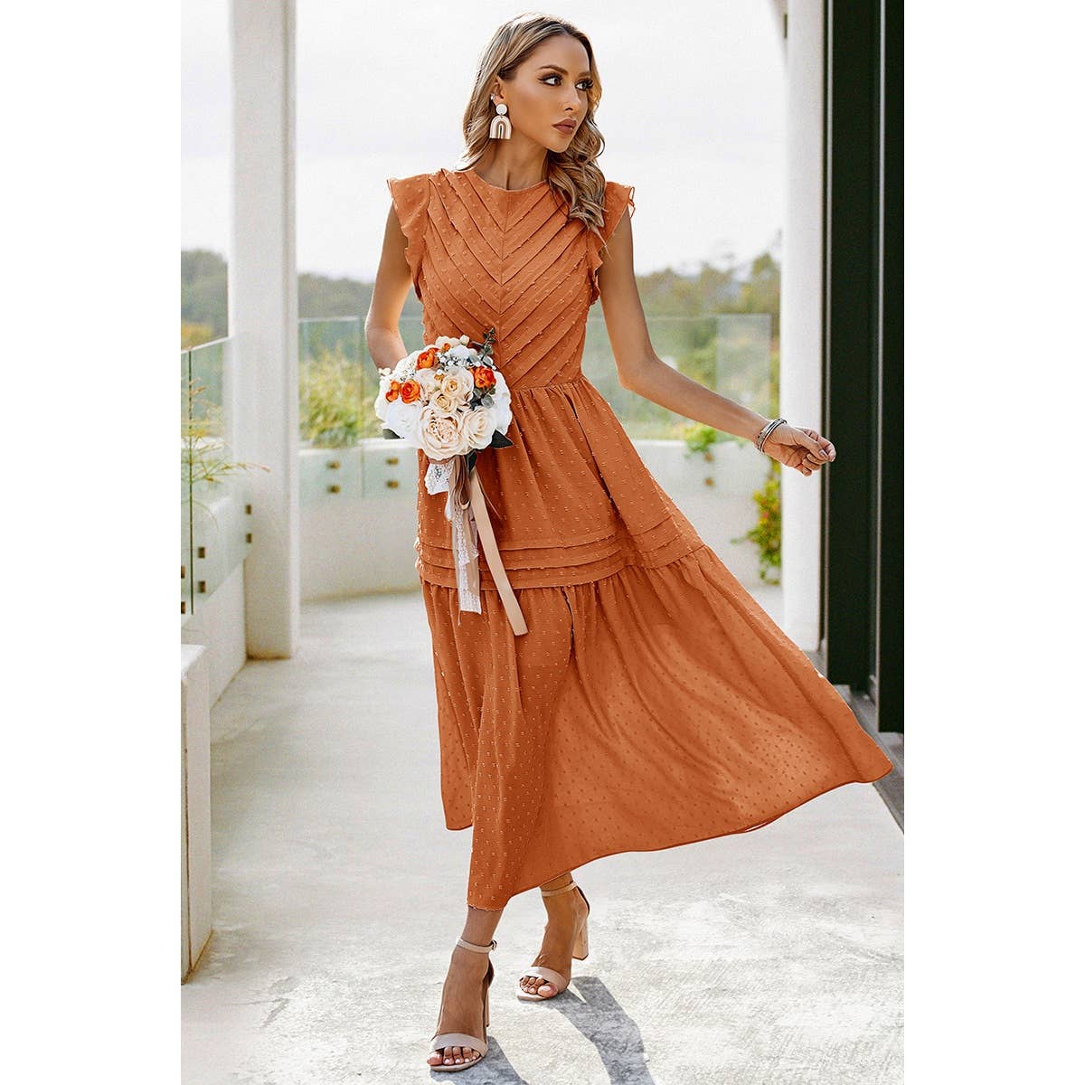 Supreme Fashion – Vestido - Mulher por atacado – Vestido Sólido Salgueiro Fumado Maxi6