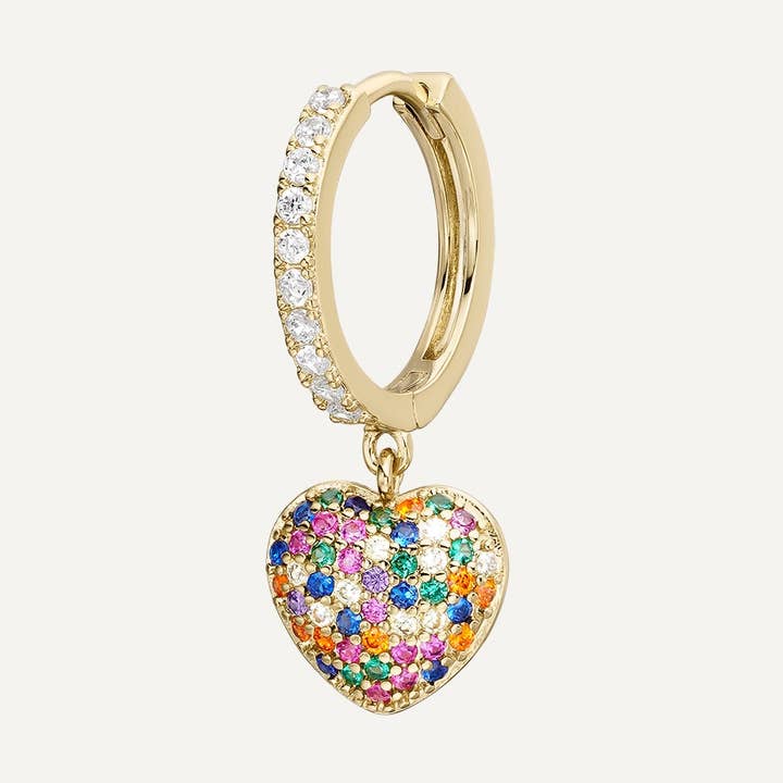 Regnbuehjerte ørering med multifarvet ring for engroshandel hos EarCandy Jewelry